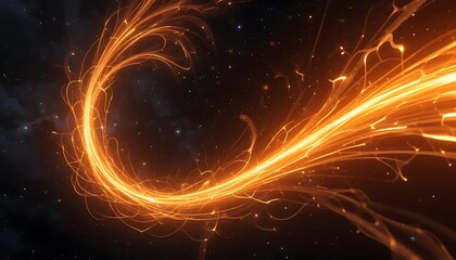 Solar Flare Space Warp Effect
An abstract background showing a bright solar flare warp effect, with orange-yellow plasma arcs bending and distorting space against a dark starry backdrop
