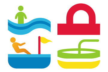 set of Swimming Pool silhouette vector illustration