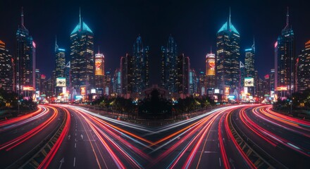 Fototapeta premium City lights blur at night