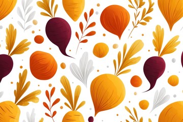 Vibrant vegetable pattern on a white backdrop.