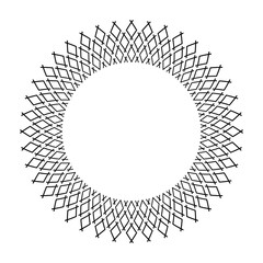 Radial Geometric Circular Pattern for Decorative Frame or Border. Circle Design Element. 