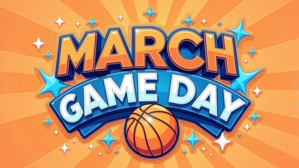 March Game Day Basketball Illustration