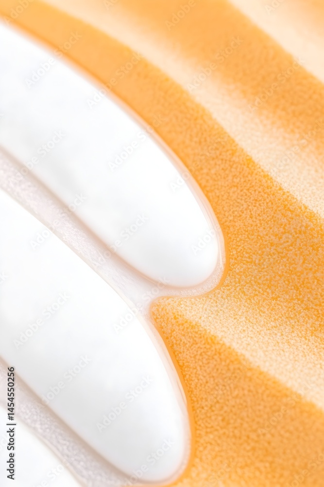 Poster close-up of textured surface with embedded, oblong, white elements