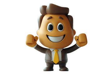 Adorable Chibi Businessman Cartoon Illustration Joyful Achievement