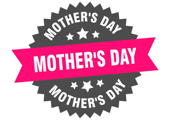 mother's day. mother's day round pink label isolated on transparent background