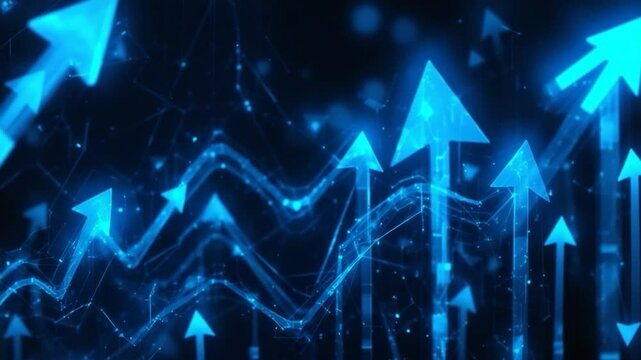 Ascending arrows representing growth and progress in digital format suitable for business finance technology and related concepts