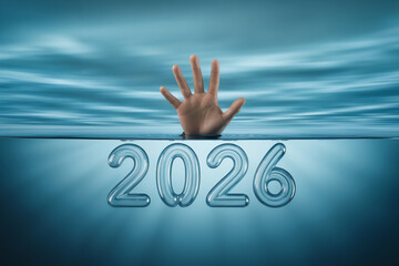 Drowning in 2026 Concept With Hand Reaching Out of Water