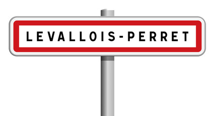 Panneau sur poteau de Levallois-Perret, Hauts-de-Seine, Île-de-France