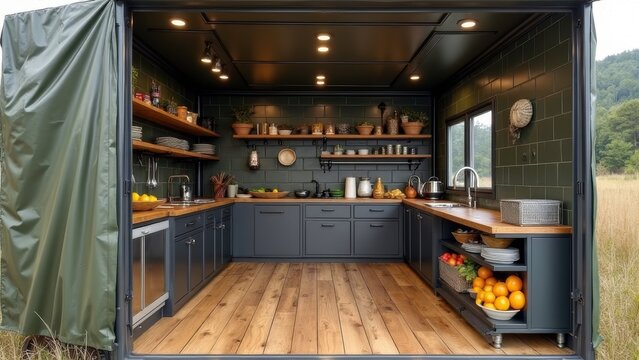 Modern style outdoor kitchen visuals