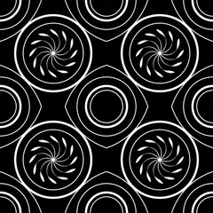seamless black and white pattern of different geometric shapes