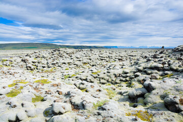 View of Eldhraun lava field in the south of the Icelandic highlands
