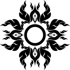 Vector illustration design black and white floral tattoo ornament