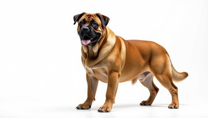 Obraz premium Majestic Mastiff, powerful stance, white background, portrait, canis familiaris