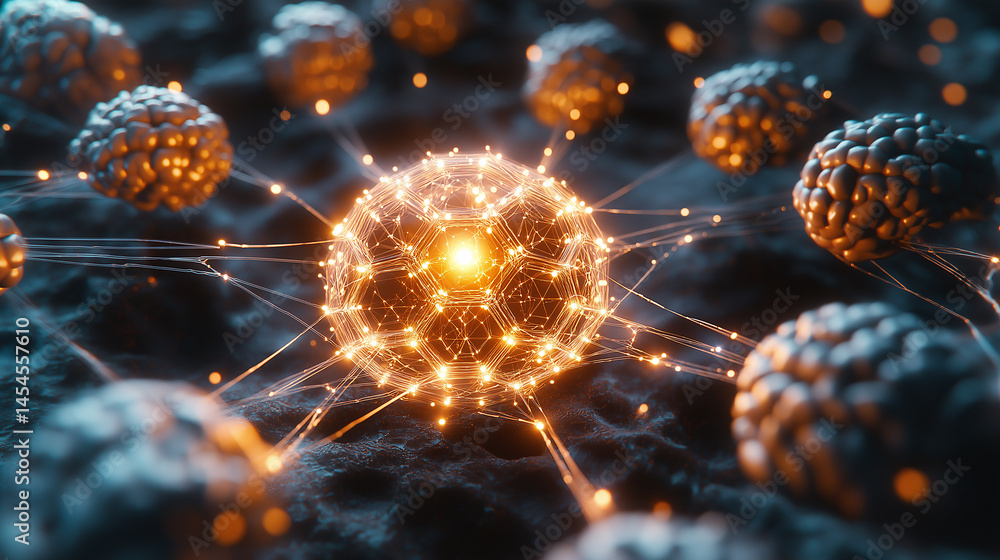 Poster a conceptual visualization of artificial general intelligence (agi) interconnecting lines ,surrounde