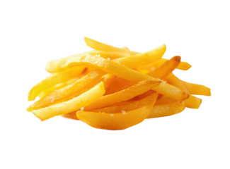 Delicious fried potato fries in strips. Delicious fast food.