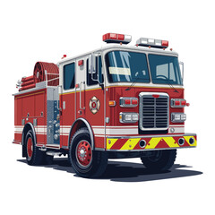 Fire truck on a white background