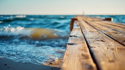 Fototapeta premium Wooden pier at the beach, serene and peaceful, 