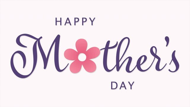 Purple Script Mother's Day Typography with Flower Shape on Soft Pink Background