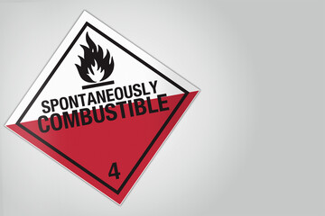 Hazardous Material HAZMAT Diamond Label Marking Placard Shipping Class 4 Spontaneously Combustible Worded