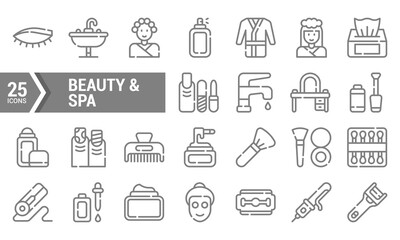 25 Beauty & Spa Line Icons for Website or App Design.