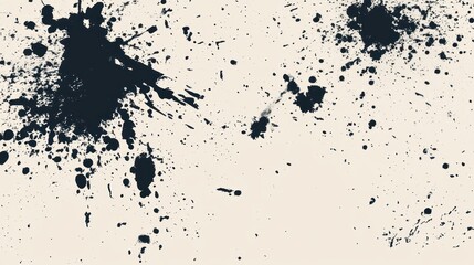 Fototapeta premium Abstract dark ink splatters on beige background.