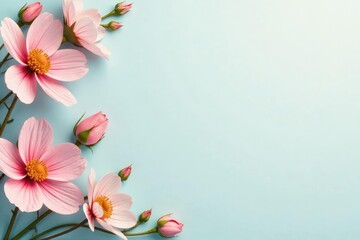 Naklejka premium Subtle floral motif on a soft pastel backdrop , flowers, summer, fabric