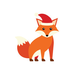 Obraz premium a fox in a santa hat