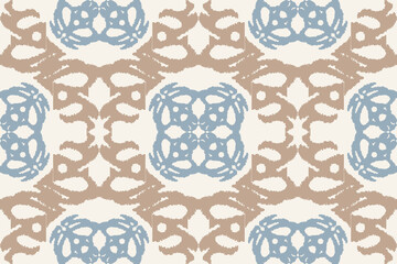 Ikat abstract background art. Ethnic tribal boho seamless wallpaper. Motif floral handmade seamless pattern block print batik vector ajrakh. Design for fashion, fabric, textile, wallpaper, wrapping