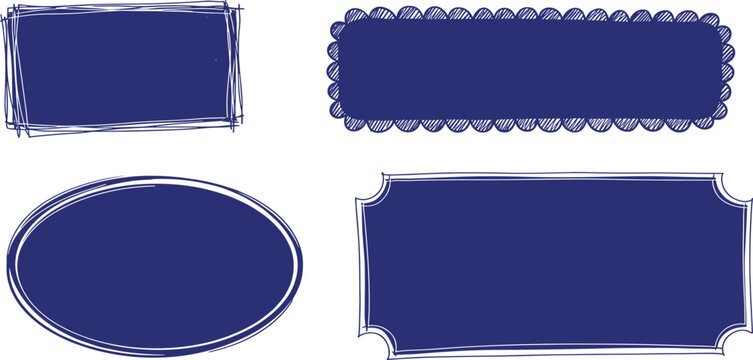 Chalk or charcoal frames for greeting cards, wedding and birthday party, picnic invitations in marine Mediterranean sea coastal style. 