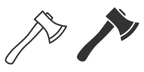 Vector icon of classic axe tool in outline and black style.