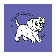 Naughty Black Outline Dog Vector for Coloring Pages, Funny Puppy Design