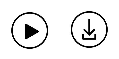 Set of icons for play and download buttons for media player