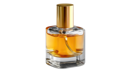 Exquisite Perfume Bottle: An elegantly crafted perfume bottle, holding a delicate amber fragrance, ready to anoint the senses, exuding a sense of refinement and luxury.