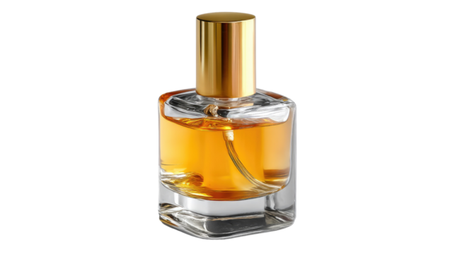 Exquisite Perfume Bottle: An elegantly crafted perfume bottle, holding a delicate amber fragrance, ready to anoint the senses, exuding a sense of refinement and luxury.