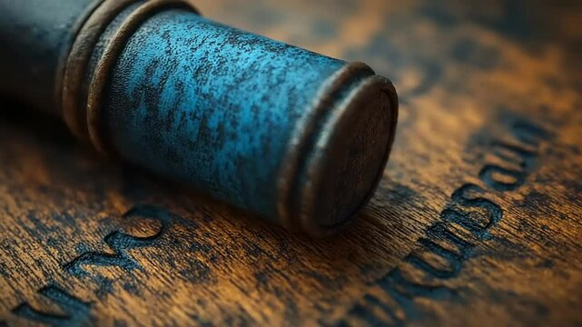 Antique cylinder on aged wooden surface