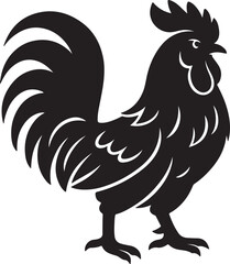 Rooster silhouette Vector Illustration | Bold Farm Animal Clipart Design