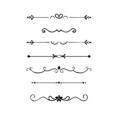 Title: Dividers doodle set. Wedding decorative elements. Hand drawn vector illustration isolated on white background. Text dividers doodle set. Wedding decorative elements.

