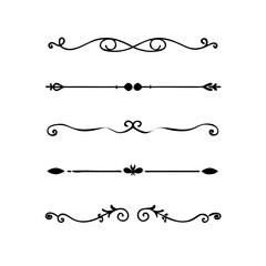 Obraz premium Title: Dividers doodle set. Wedding decorative elements. Hand drawn vector illustration isolated on white background. Text dividers doodle set. Wedding decorative elements.