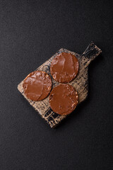 Matzah with chocolate paste for the Jewish holiday of passover