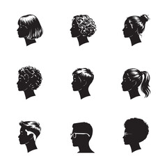 Collection of Profile Portraits with Diverse Hairstyles