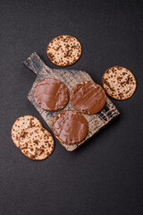 Matzah with chocolate paste for the Jewish holiday of passover