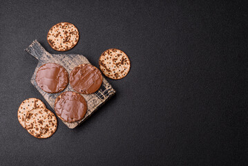 Matzah with chocolate paste for the Jewish holiday of passover