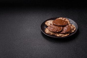 Matzah with chocolate paste for the Jewish holiday of passover