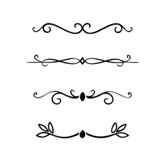 Dividers doodle set. Wedding decorative elements. Hand drawn vector illustration isolated on white background. Text dividers doodle set. Wedding decorative elements. 