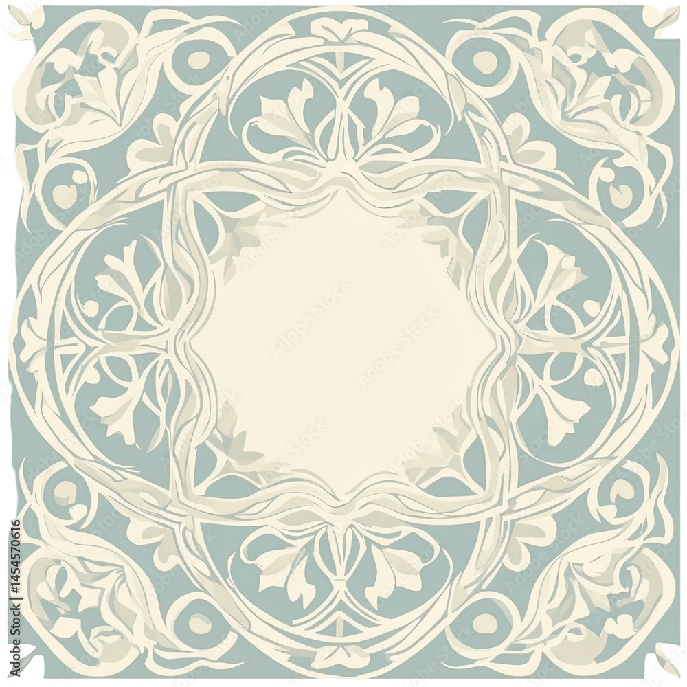 Aufkleber elegant floral design with symmetrical patterns in pastel hues on a transparent background perfect f