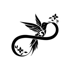 Floral Infinity Bird Logo Vector