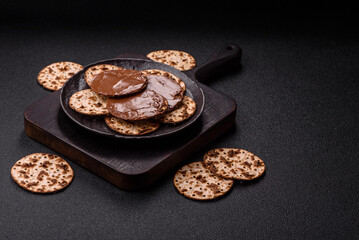 Matzah with chocolate paste for the Jewish holiday of passover