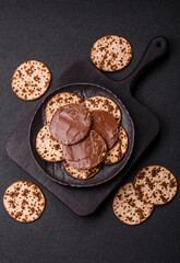 Matzah with chocolate paste for the Jewish holiday of passover