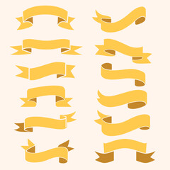 Obraz premium Collection of Golden Ribbon Banners and Decorative Elements Vector Free Download