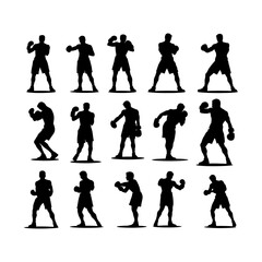 Obraz premium Boxer Ready to Fight Silhouette set clipart